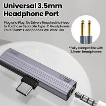 PD 10W/100W Type C Headphone Adapter 3.5mm Jack Audio Headphone Adapter USB Type C to USB-C Adapter Charging Audio Connector