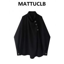 2025 herbst Winter Frauen Langarm Schwarz Gothic Shirt Design Bluse Y2k 2000 s Tops Dark Academia Harajuku Flut High Street