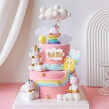 Regenbogen Einhorn Kuchen Topper Geburtstag Kuchen Ornament Mädchen Einhorn Baby Dusche 1. Geburtstag Party Kind Kuchen Dessert Taufe Geschenk