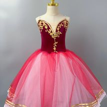 Kinder Rot Lange Ballett Kleid Mädchen Kind Professionelle Schwanensee Tutu Röcke Leistung Kostüme Prinzessin Party Kleid Ballerinas