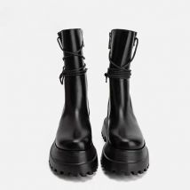 Biker-Lederschuhe für Damen, mittlere Wadenschuhe, schwarze Damenstiefel, halbhohe Plattform, Cosplay, neu im Trend 2022, schick und elegant