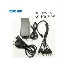 DC 12V 5A Power Supply Adapter + 8 Split Power Cable for CCTV Security Camera DVR Analog AHD TVI CVI camera DVR Systems