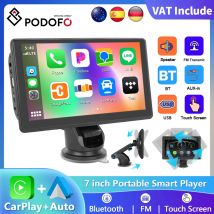 Podofo 7 pollici Multimedia Navigazione GPS Wireless Carplay Android Auto Bluetooth Musica FM AUX 360 °   Lettore intelligente per auto con angolo di visione