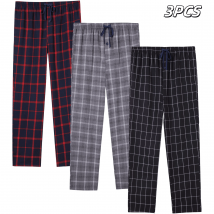 3 stücke männer Pyjama Bottoms Herbst/Winter Neue Mode Flanell Plaid Casual Schlaf Hosen Elastischer Bund und Tasche