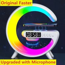 Mini-Multifunktions-Lautsprecher mit kabellosem Ladegerät, Nachtlicht und Uhr, Schnellladestation für Telefon
