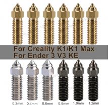 For Ender 3 V3 KE Nozzle Brass Plated Copper Hardened Steel High Speed 3D Printer Nozzles For Creality K1 / K1 Max / CR-M4