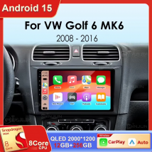 Car Radio Android 15 For Volkswagen VW Golf 6 MK6 GTI 2008-2016 Wireless Carplay Android Auto Radio Car Multimedia 4G WIFI DSP