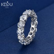 IOGOU personalizzato Full Eternity Bands 5mm 3mm D Color Moissanite anello in argento Sterling 925 gioielli da donna con certificato