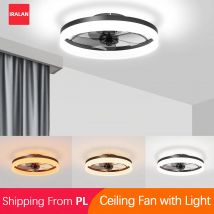 Wentylator sufitowy LED IRALAN z lampą i pilotem, 50 cm, oświetlenie LED do sypialni i kuchni, ściemnianie, 6-stopniowa regulacja prędkości, wentylator elektryczny.