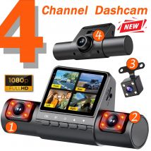 Auto Dash Cam 4 Kanal Black Box Fahren Kamera FHD 1080P Vorne Links Rechts Hinten Nachtsicht Schleife aufnahme 24H Parkplatz Monitor