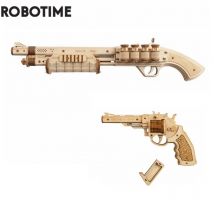 Robotime Rokr Revolver fai-da-te, dispersione con elastico Proiettile Modello in legno Kit di blocchi di costruzione Giocattolo di montaggio Regalo per bambini Adulti