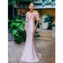 LORIE Luxury Pink Satin Party Dresses Sequined Off The Shoulder Evening Prom Dress Mermaid Floor-Length Prom Gown Customized