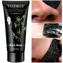 YUITIKUE Maschera Nera al Carbone di Bambù 60g - Tipo Strappo Pulizia Profonda, Rimozione di Comedone per Pelle Trasparente