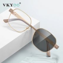 VKYEE New Geometric Oval Fashion Design Ladies Anti Blue Light Photochromic Reading Glasses Customizable Prescription PFD3172