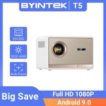 BYINTEK T5 Max Proiettore Full HD 1080P 4K 1000ANSI Android WiFi 6 Messa a fuoco automatica Proiettore Home Theater professionale per bassi per video