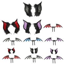 39BD Bat Ears Headbands Teens Anime Cosplay Hairband Women Faux Furs Plush Hair Hoop for Cosplay and Themed Parties