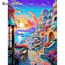 Evershine Diamant Malerei Stadt Straße Diamant Stickerei Stadt Landschaft Handarbeiten Meer Mosaik Sonnenuntergang Handwerk