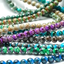 95 Stück 8 mm Kristallglas Crackle runde Perlen Imitation Jade Naturstein für DIY Schmuckherstellung Armbänder Zubehör