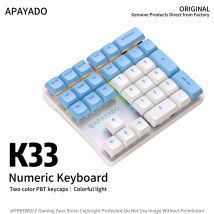 K33 Mini Cyfrowa Klawiatura Mechaniczna APAYADO, 33 Klawisze, Przewodowe Połączenie, Podświetlenie RGB, Interfejs Type-C z Oddzielnym Kablem Klawiaturowym