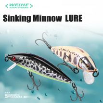 WEIHE Affondamento Mino A 7,5 cm 9,7 g Esca dura con gancio triplo Luya esca 10 # Pesce 3D