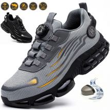 Scarpe antinfortunistiche con bottone rotante Scarpe da lavoro anti-sfondamento anti-perforazione Scarpe sportive antinfortunistiche da uomo di moda Stivali protettivi di sicurezzaUomo