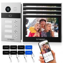 Videocitofono WiFi a 2 fili, videocitofono campanello TMEZON 1080P, touch screen IP da 7", rilevamento del movimento.APP TUYA/scheda RFID