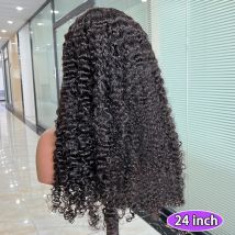 Burmese Curly 5x5 Transparent Lace Closure Wigs Human Hair #1B Natural Color 200% Density Full Preplucked 100% Raw Virgin Hair