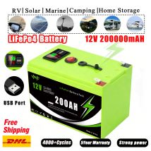 Langlebig 📹 Batterie 12V 200Ah DeepCycle LiFePO4-Batterie Eisenphosphat-Batterie, optimiert für erneuerbare Energiesysteme mit Solarbatterie