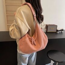 Fashion New Casual Versatile Women's Single Shoulder Bag Simple Solid Color Large Capacity Canvas Commuting Storage Bags