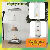 Comanlai 3-lagiger Glasvitrine, moderne Vitrine mit Tür für Sammlerstücke, Bücher, Schrankständer für Wohnzimmer