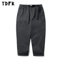 Einfarbige Cargohose im Safari-Stil für Herren, Amekaji Camping, lockeres, weites Bein, Outdoor, elastische Taille, verstellbarer Gürtel, Hose für Herren
