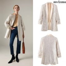 Damenmode im britischen Stil, Ganzkörper-Strickjacke mit Pailletten, grüner Fruchtkragen, Blazer, Temperament-Tops
