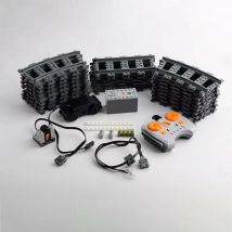 DIY Train Motor Set IR Remote Receiver AAA Battery Case LED Strip Rail Tracks compatible with city train PF MOC Blocks