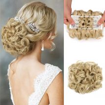 Unordentlicher Dutt mit Kämmen, Scrunchie-Chignon-Haarteil, lockiges Dish-Haarknoten, Verlängerungskämme im unordentlichen Dutt-Haarteil für Frauen und Mädchen