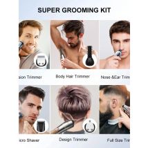 Hatteker 6-in-1 Hair Trimmer Set for Men Face Body Beard Clipper Wet/Dry Waterproof Electric Hair Cutting Machine Grooming Kit