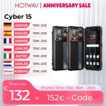 HOTWAV Cyber 15 Telefono robusto G99 Octa-core 200MP Cellulare 6.6 ''FHD + 120Hz 12GB RAM 256GB ROM Telefono cellulare Doppio touch screen