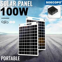 100W Solar Charger with Dual USB Ports, Waterproof & Portable Solar Panel for Outdoor Camping, Hiking, Emergency Devices