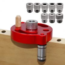 Zestaw przyrządów do kołków 3-10 mm - samocentrujący lokalizator prowadnicy wiertła z 8 tulejami stalowymi - dziurkacz do drewna ze stopu aluminium
