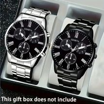 2-teiliges Luxus-Herren-Quarzuhr-Set, Business- und Freizeitkleidung – ideales Geschenk für den Schulanfang, Weihnachten, Geburtstage