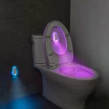 2er-Pack farbwechselndes Toiletten-Nachtlicht, Bewegungsmelder, LED, mehrfarbige Lichter, Waschraum-Licht, Schüssellampe, intelligente Lampe, 8 Farben