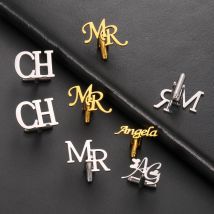 Sipuris Manschettenknöpfe mit individuellem Namen, Edelstahl, für Damen und Herren, Bräutigam, Hemd, Initialen, Manschettenknopf, luxuriöser personalisierter Schmuck, Hochzeitsgeschenke