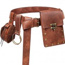 Medieval Role Playing Retro Belt Renaissance Copper Coin Waist Bag Viking Knight Skirt Clip Keychain Halloween Role Playing Prop