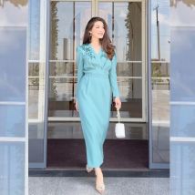 Maßgeschneiderte Jersey-Perlenfalte zum Valentinstag, A-Linie, V-Ausschnitt, maßgeschneidertes Anlasskleid, Midi-Kleider