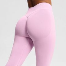 Pantaloni da yoga senza cuciture Leggings da palestra a vita bassa a costine da donna Collant sportivi per il sollevamento dell'anca Fitness Scrunch Bum Workout Leggings da yoga
