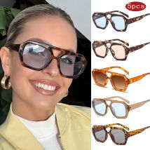 5set Weibliche Platz Große Rahmen Sonnenbrille Mode Neue Retro Doppel Brücken Sonnenbrille Frauen Luxus Designer Dame Brillen UV400