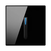 Black Wall Lamp Tempered Glass International Switch Self-Reset Led Indicator Light Piano Keys Wall Lamp Panel 1-4gang 1Way 2Way