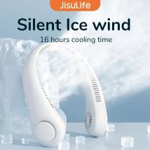 JISULIFE Ventilatore da collo portatile, batteria ricaricabile da 4000 mAh, 5 velocità regolabili, archetto da collo senza lama a mani libere girevole per lo sport