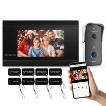 2 fili TMEZON WiFi videocitofono campanello citofono 7 pollici 1080P Touchscreen Monitor APP/Swipe/Card 4 in1 sblocca tuya app