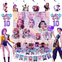 Kpop Demon Hunter Party Decoration Disposable Tableware Kit Banner Balloon Birthday Glasses Cake Topper Supplies for Girls Gifts