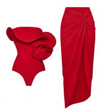 Rote Blume Einteiliger Badeanzug Damen Bademode 2025, Bikini, Luxus-Designer, hohe Taille, Biquini, weibliche Badeanzüge, Bodysuit, Strandmode